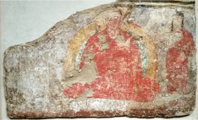 This mural fragment from Mes Aynak is one of two Buddhist artifacts sent to Japan for restoration. Photo by Eiichi Miyashiro. From asahi.com