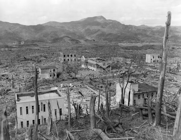 Nagasaki's remains in black and white